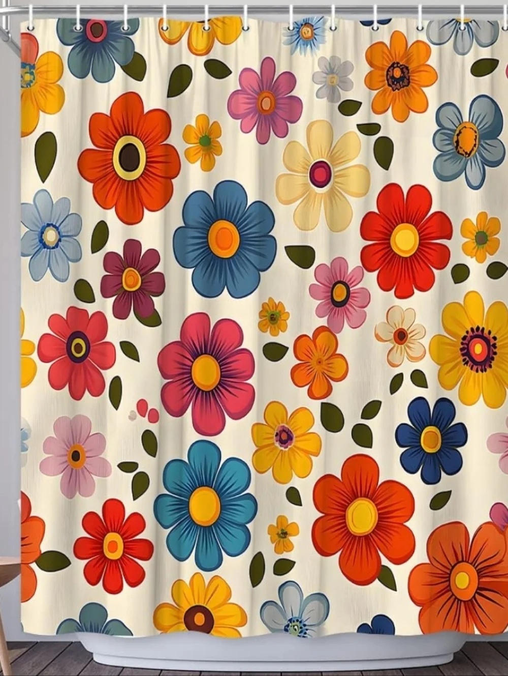 NEW! Flower Power 60's Style Shower Curtain